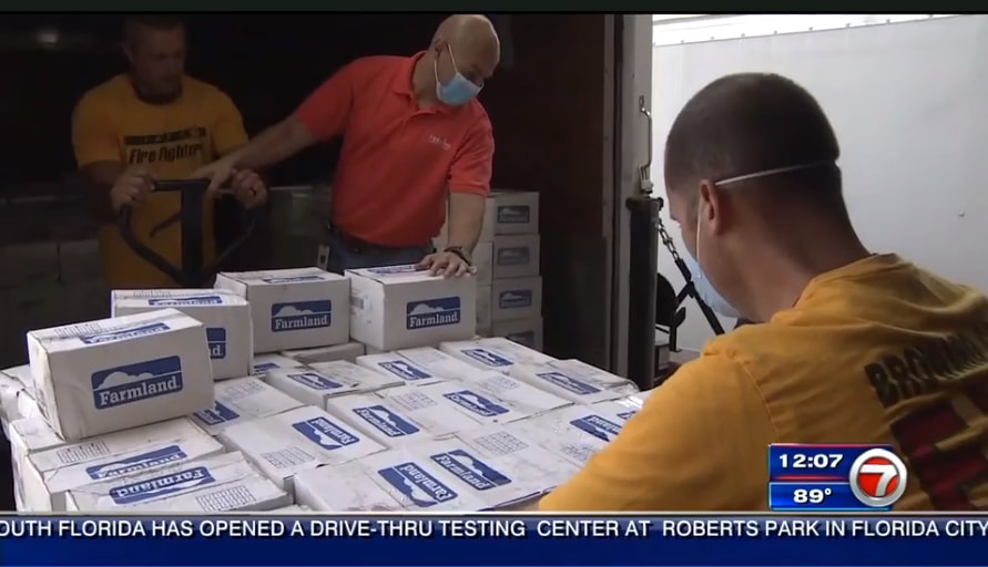 Broward County Firefighters deliver food to Feeding South Florida