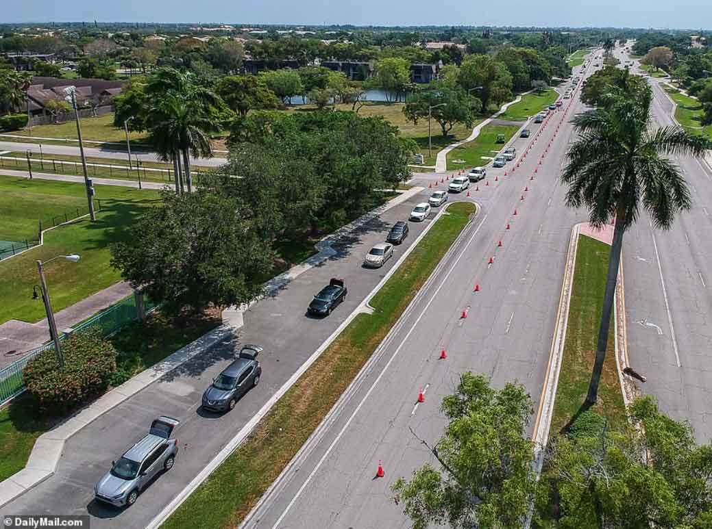 Line of Cars At Food Distribution