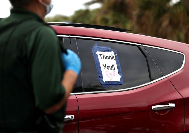 Thank You Sign at a Distribution Prior to Food Bank Food Shortage