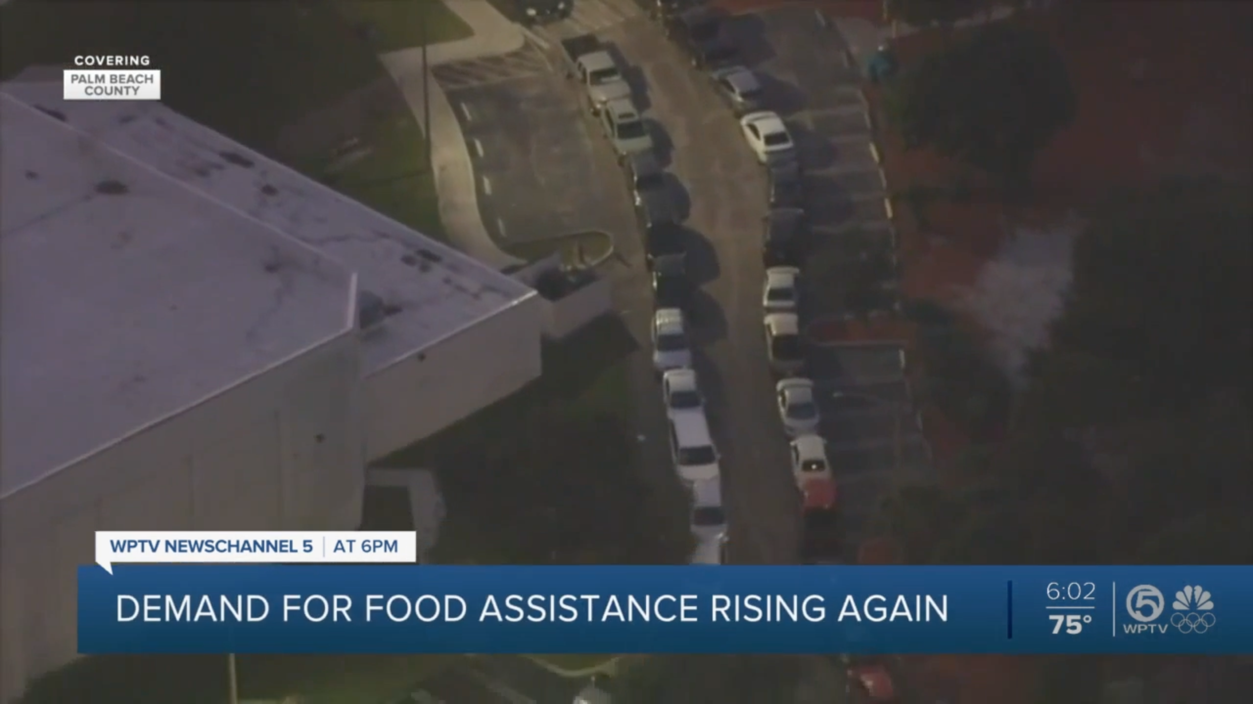 WPTV NBC |  Rising cost of food brings long lines at Boynton Beach giveaway